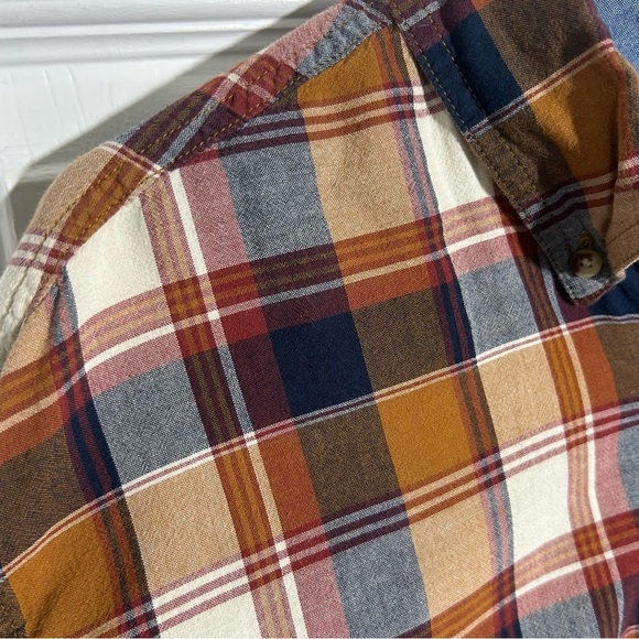 Woolrich Men's Size Large Button Up Shirt Brown Plaid Short Sleeve 100% Cotton - Picture 8 of 11